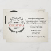 ヴィンテージスタイルクリスマスポストカードデザインパーティー 招待状 (正面/裏面)