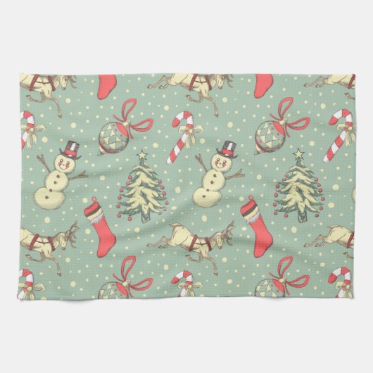 ヴィンテージスタイルクリスマス キッチンタオル (横)