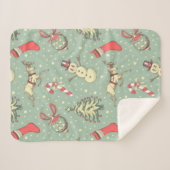 ヴィンテージスタイルクリスマス シェルパブランケット (正面(横))