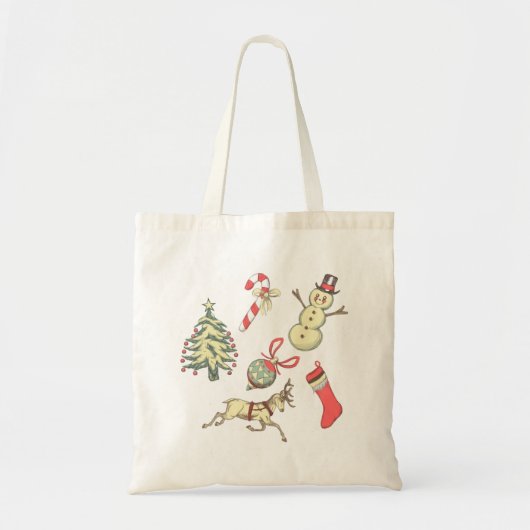 ヴィンテージスタイルクリスマス トートバッグ (正面)