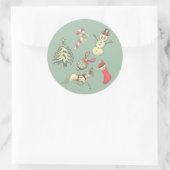 ヴィンテージスタイルクリスマス ラウンドシール (バッグ)