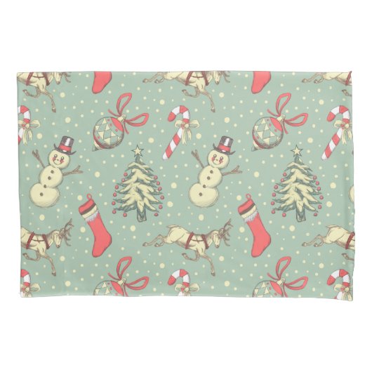 ヴィンテージスタイルクリスマス 枕カバー (正面)