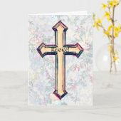 ヴィンテージスタイルクロスフェイスイースターカード聖なる書物、 経典 カード (黄色い花)