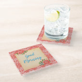 ヴィンテージスタイルグッドモーニングガラスコースター ガラスコースター (アングル)