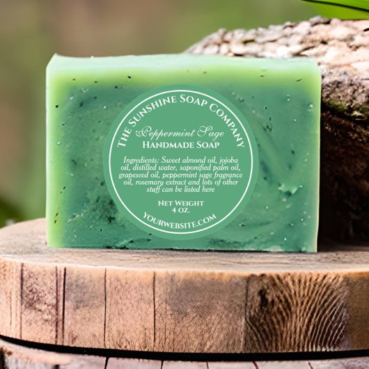 ヴィンテージスタイルグリーン白文字石鹸 ラウンドシール