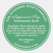 ヴィンテージスタイルグリーン白文字石鹸 ラウンドシール (正面)