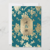 ヴィンテージスタイルグリーン金ゴールドフローララグジュアリー結婚ズ 招待状 (裏面)