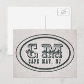 ヴィンテージスタイルケープメイNJビーチラベルはがき ポストカード (正面/裏面)