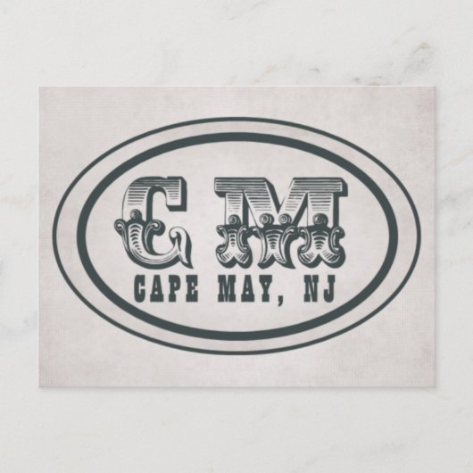 ヴィンテージスタイルケープメイNJビーチラベルはがき ポストカード (正面)