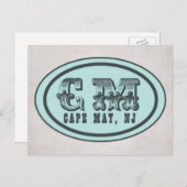 ヴィンテージスタイルケープメイNJビーチラベルはがき ポストカード (正面/裏面)