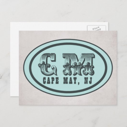 ヴィンテージスタイルケープメイNJビーチラベルはがき ポストカード (正面/裏面)
