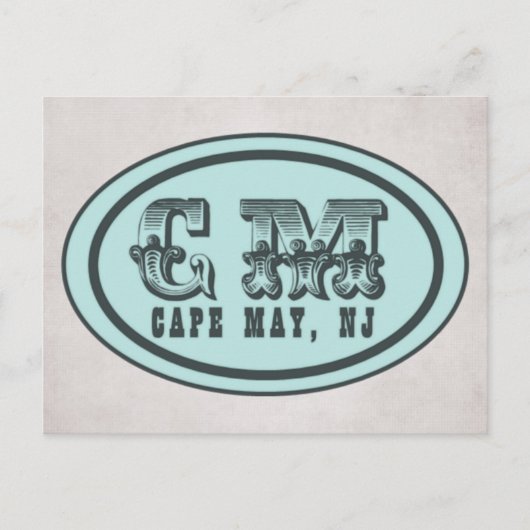 ヴィンテージスタイルケープメイNJビーチラベルはがき ポストカード (正面)