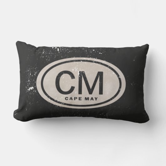 ヴィンテージスタイルケープメイNJビーチラベル枕 ランバークッション (正面)