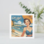 ヴィンテージスタイルコートダジュールビーチガールカード (スタンド正面)