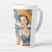 ヴィンテージスタイルコートダジュールビーチガール カフェラテマグ (右アングル)