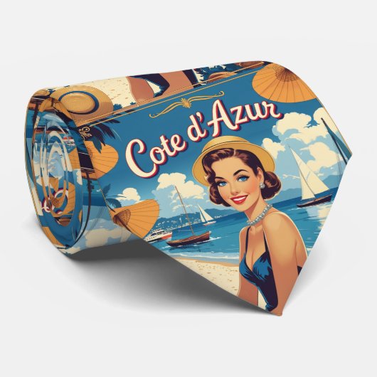 ヴィンテージスタイルコートダジュールビーチガール ネクタイ (ロール)
