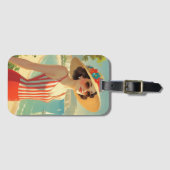 ヴィンテージスタイルコートダジュールビーチガール ラゲッジタグ (正面横)