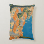 ヴィンテージスタイルコートダジュールフランスのトラベルウォーター色 アクセントクッション (裏面(縦))