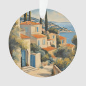 ヴィンテージスタイルコートダジュールフランスのトラベルウォーター色 オーナメント (正面)