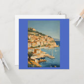 ヴィンテージスタイルコートダジュールフランスのトラベルウォーター色 カード (正面/裏面インサイチュ)