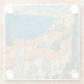 ヴィンテージスタイルコートダジュールフランスのトラベルウォーター色 ガラスコースター (裏面)