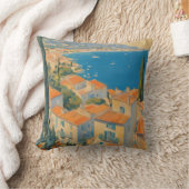 ヴィンテージスタイルコートダジュールフランスのトラベルウォーター色 クッション (ブランケット)