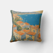 ヴィンテージスタイルコートダジュールフランスのトラベルウォーター色 クッション (裏面)