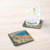 ヴィンテージスタイルコートダジュールフランスのトラベルウォーター色 コースター (右側)