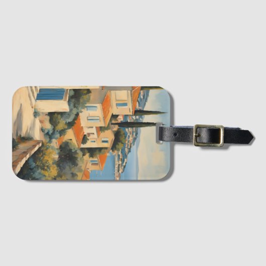 ヴィンテージスタイルコートダジュールフランスのトラベルウォーター色 ラゲッジタグ (正面横)