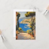 ヴィンテージスタイルコートダジュールフランスのトラベ絵画ル カード (正面/裏面インサイチュ)