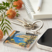 ヴィンテージスタイルコートダジュールフランスのトラベ絵画ル キーホルダー (正面右)