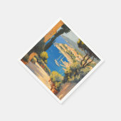 ヴィンテージスタイルコートダジュールフランスのトラベ絵画ル スタンダードカクテルナプキン (角)