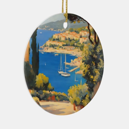 ヴィンテージスタイルコートダジュールフランスのトラベ絵画ル セラミックオーナメント (右)