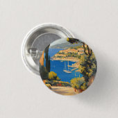 ヴィンテージスタイルコートダジュールフランスのトラベ絵画ル 缶バッジ (正面&裏面)