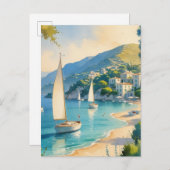 ヴィンテージスタイルコートダジュールフランスの旅行 インビテーションポストカード (正面/裏面)