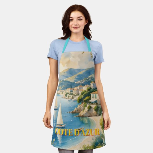 ヴィンテージスタイルコートダジュールフランスの旅行 エプロン (着用した状態)