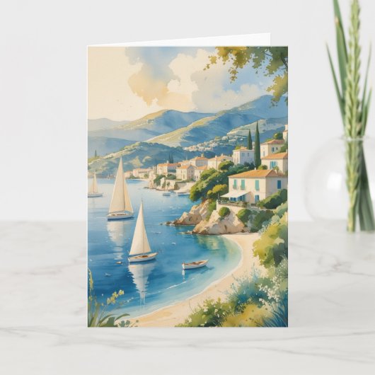 ヴィンテージスタイルコートダジュールフランスの旅行 カード (正面)