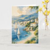 ヴィンテージスタイルコートダジュールフランスの旅行 カード (黄色い花)