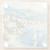 ヴィンテージスタイルコートダジュールフランスの旅行 ガラスコースター (裏面)