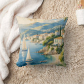 ヴィンテージスタイルコートダジュールフランスの旅行 クッション (ブランケット)