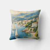 ヴィンテージスタイルコートダジュールフランスの旅行 クッション (裏面)