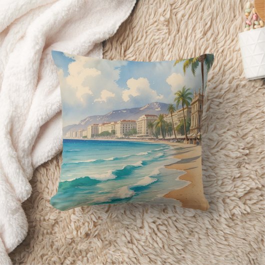 ヴィンテージスタイルコートダジュールフランスの旅行 クッション (ブランケット)