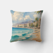 ヴィンテージスタイルコートダジュールフランスの旅行 クッション (裏面)