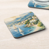 ヴィンテージスタイルコートダジュールフランスの旅行 コースター (左側)