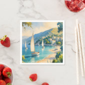 ヴィンテージスタイルコートダジュールフランスの旅行 スタンダードカクテルナプキン (インサイチュ)