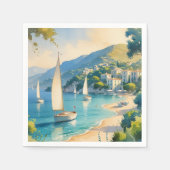 ヴィンテージスタイルコートダジュールフランスの旅行 スタンダードカクテルナプキン (正面)