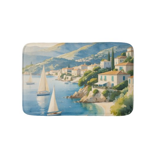 ヴィンテージスタイルコートダジュールフランスの旅行 バスマット (正面)