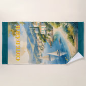 ヴィンテージスタイルコートダジュールフランスの旅行 ビーチタオル (正面)