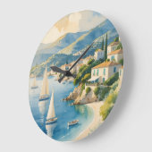 ヴィンテージスタイルコートダジュールフランスの旅行 ラージ壁時計 (傾斜)
