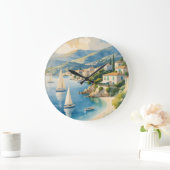 ヴィンテージスタイルコートダジュールフランスの旅行 ラージ壁時計 (ホーム)